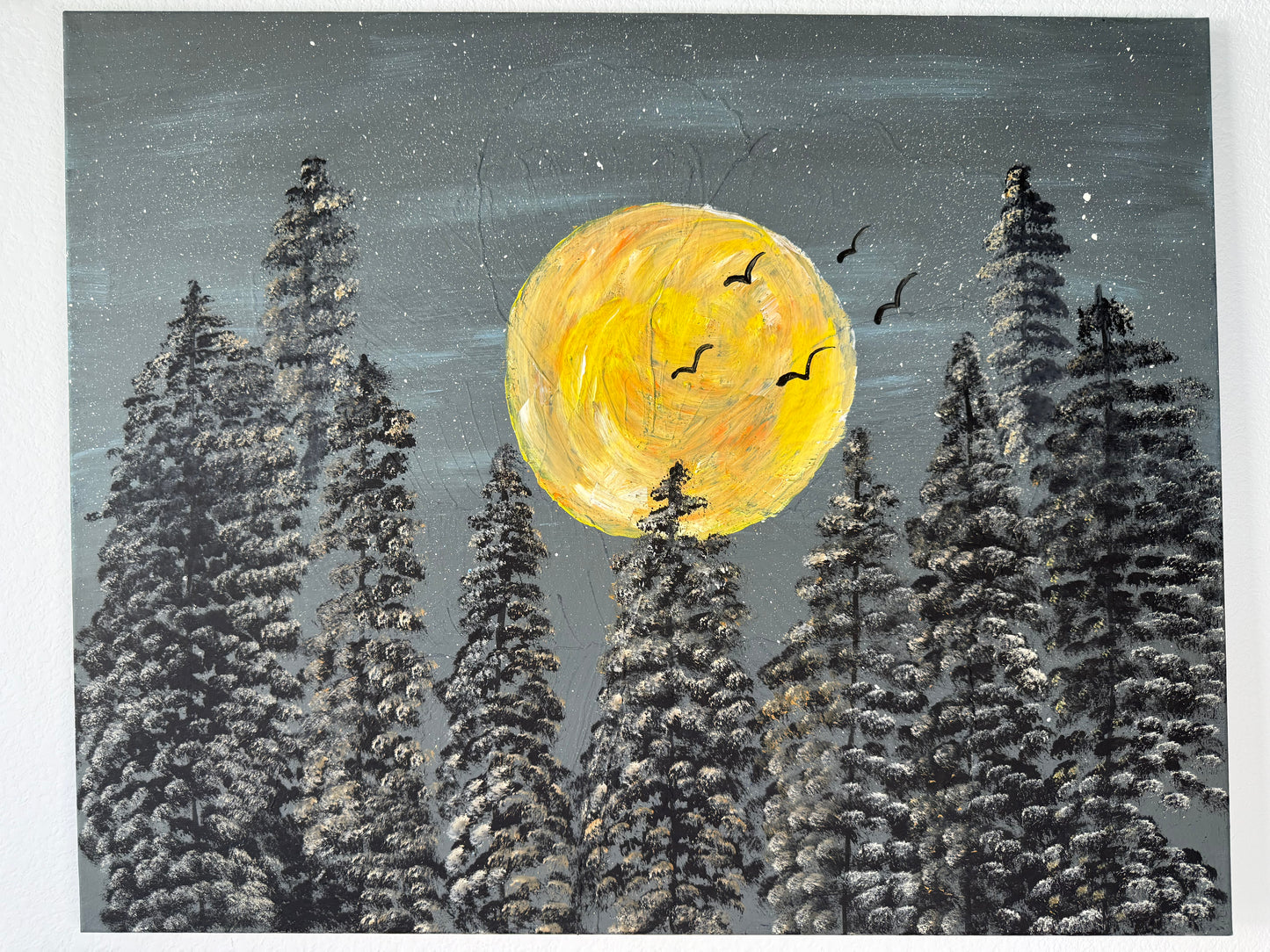 Moonrise in Pines (Canvas)