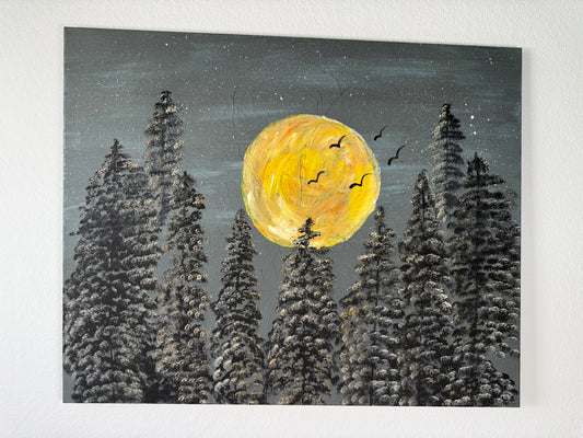 Moonrise in Pines (Canvas)