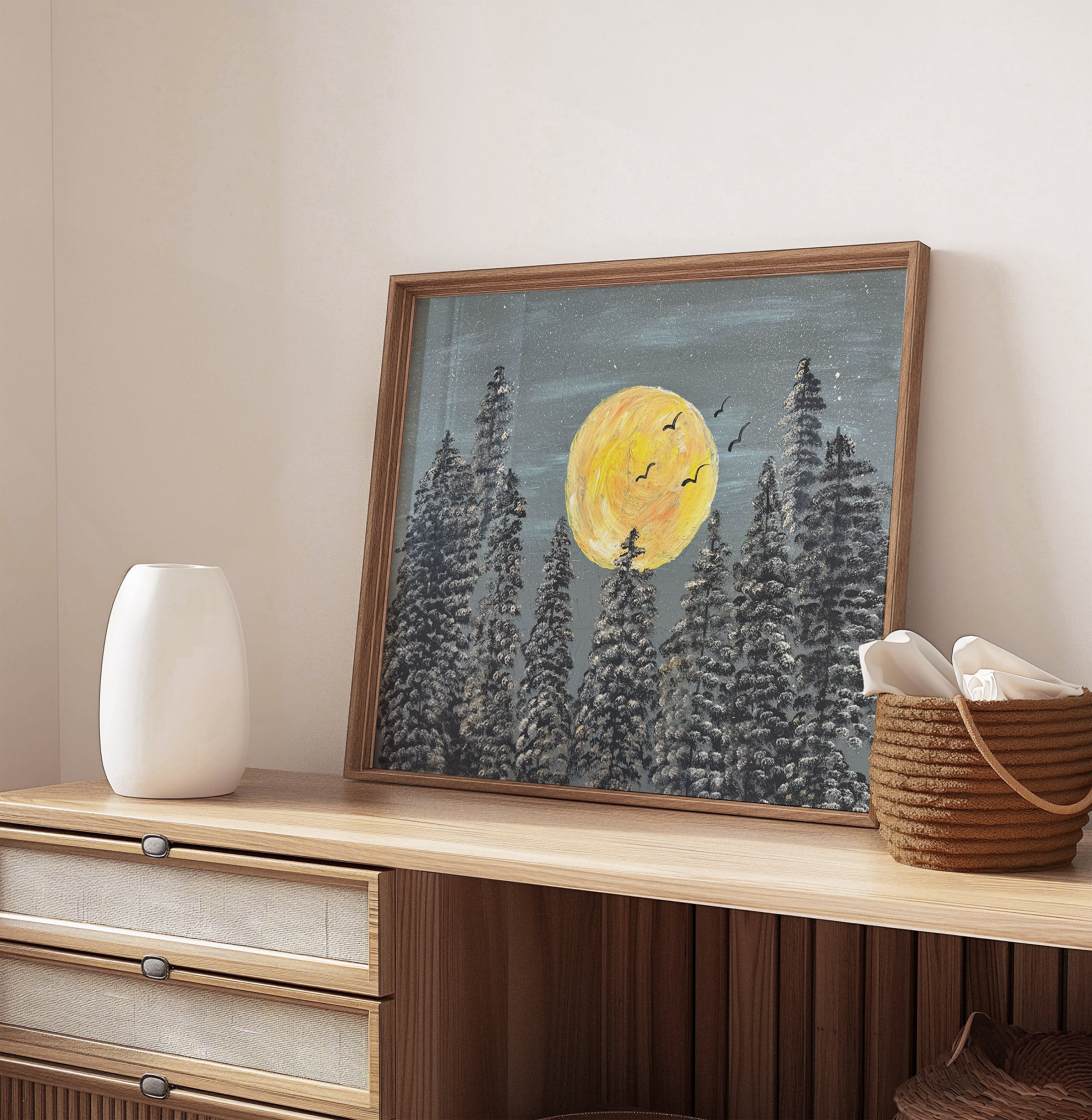 Moonrise in Pines (Art Print)