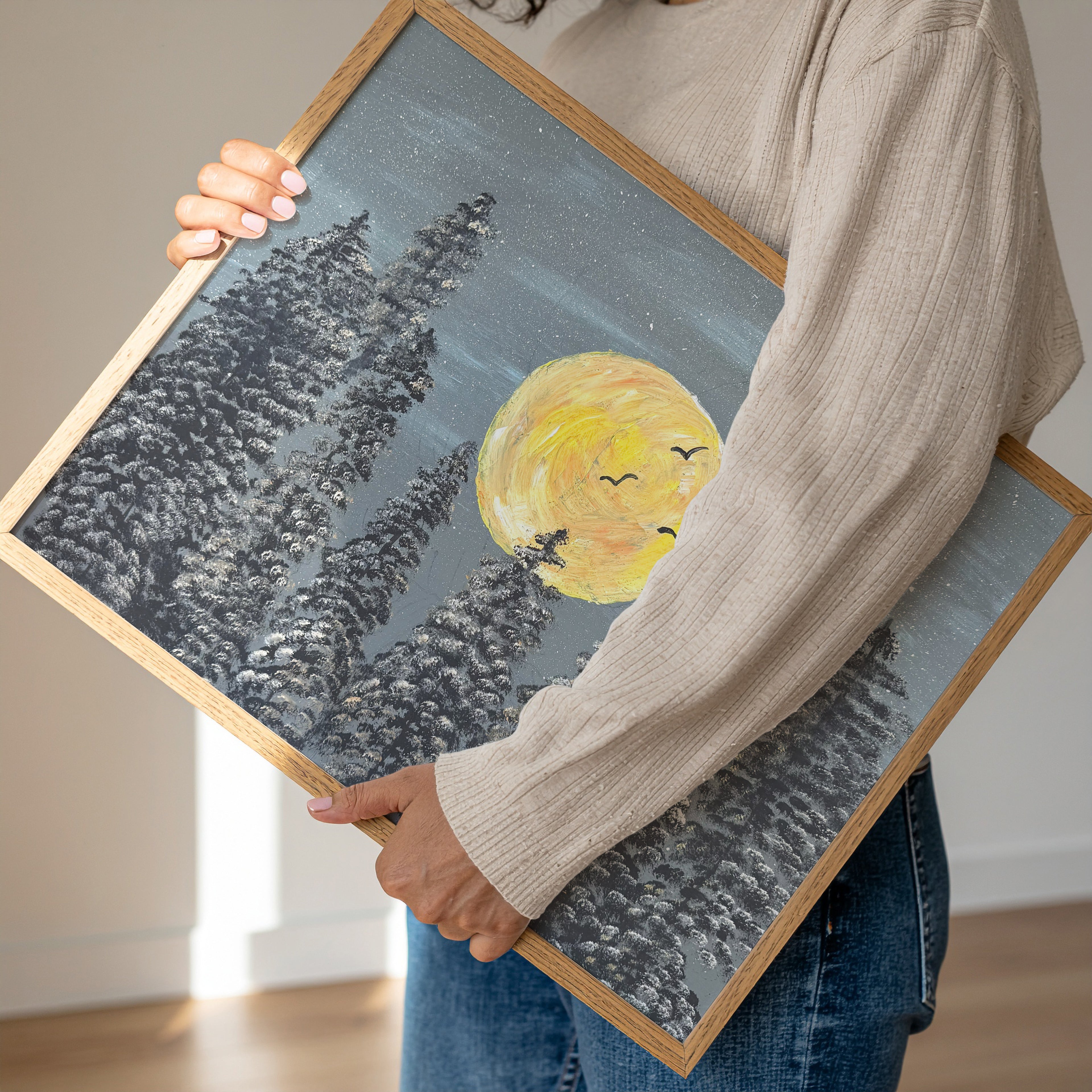 Moonrise in Pines (Art Print)