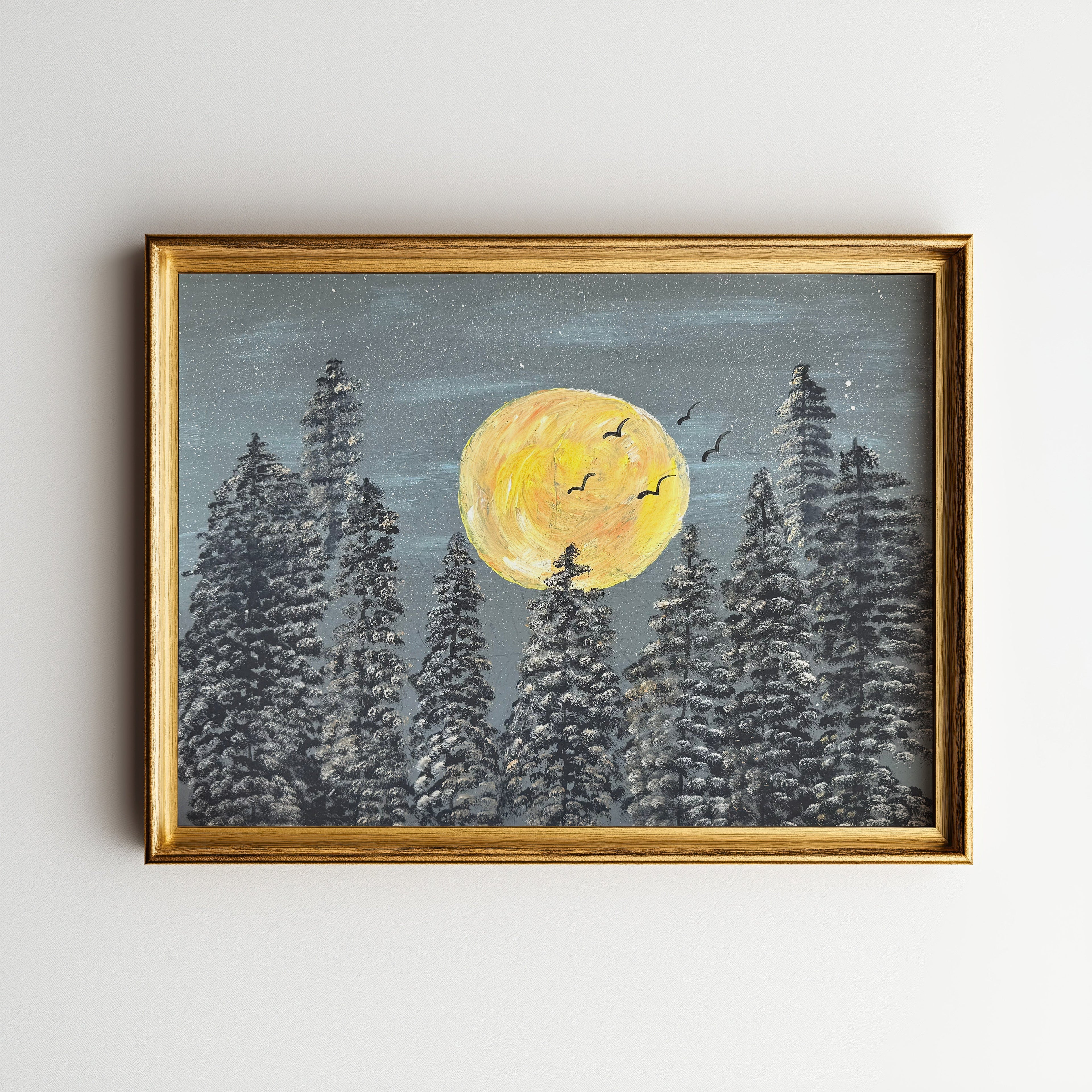 Moonrise in Pines (Art Print)