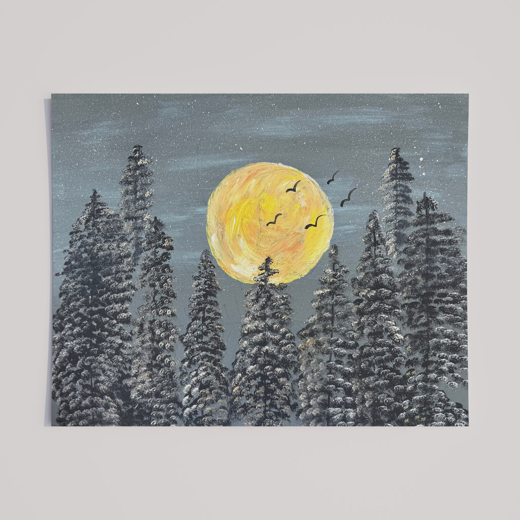 Moonrise in Pines (Art Print)